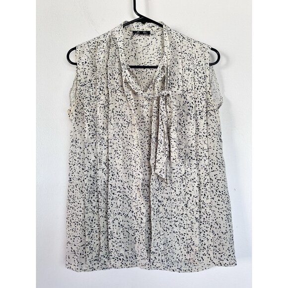 A.P.C. Silk Blouse Top Dots Ivory Black - Picture 2 of 7